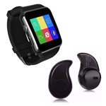 Ficha técnica e caractérísticas do produto Kit 1 Relógio SmartWatch X6 Preto + 1 Mini Fone Bluetooh Preto - X Smart