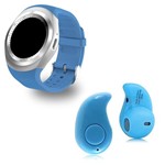 Ficha técnica e caractérísticas do produto Kit 1 Relógio SmartWatch Y1 Azul + 1 Mini Fone Bluetooh Azul - Y Smart