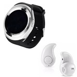 Ficha técnica e caractérísticas do produto Kit 1 Relógio SmartWatch Y1 Prata + 1 Mini Fone Bluetooh Branco - Y Smart