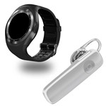 Ficha técnica e caractérísticas do produto Kit 1 Relógio SmartWatch Y1 Preto + 1 Fone de Ouvido Sem Fio Bluetooth Headset Branco - Smart Bracelet