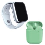Ficha técnica e caractérísticas do produto Kit 1 Relógio SmartWatch Z6 Branco + 1 Fone Bluetooth InPods 12 Verde - Z Smart