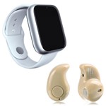 Kit 1 Relógio SmartWatch Z6 Branco + 1 Mini Fone Bluetooth Marfim - Z Smart