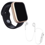 Ficha técnica e caractérísticas do produto Kit 1 Relógio SmartWatch A1 Pro Plus Dourado + 1 Fone Bluetooh Original Branco - Z Smart