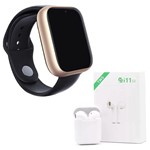 Ficha técnica e caractérísticas do produto Kit 1 Relógio SmartWatch Z6 Dourado + 1 Fone Bluetooth I11 TWS Branco - Smart Bracelet