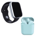 Ficha técnica e caractérísticas do produto Kit 1 Relógio SmartWatch A1 Pro Plus Prata + 1 Fone Bluetooth InPods 12 Azul - Z Smart