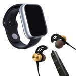 Ficha técnica e caractérísticas do produto Kit 1 Relógio SmartWatch Z6 Prata + 1 Fone Sem Fio Bluetooth Magnético Dourado - Z Smart