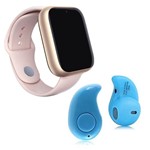 Kit 1 Relógio SmartWatch Z6 Rosa + 1 Mini Fone Bluetooth Azul - Z Smart