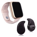 Ficha técnica e caractérísticas do produto Kit 1 Relógio SmartWatch Z6 Rosa + 1 Mini Fone Bluetooth Preto - Smart Bracelet