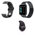 Ficha técnica e caractérísticas do produto Kit 1 Smartwatch P70 Preto Android IOS + 1 Pulseira Extra + Mini Fone Bt Preto - Smart Bracelet