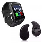 Ficha técnica e caractérísticas do produto Kit 1 Smartwatch U8 Relogio Inteligente Bluetooth Ios Android Preto + 1 Mini Fone Bluetooth Preto