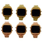 Ficha técnica e caractérísticas do produto Kit 10 Relógios Digital Led Feminino Masculino Moda 2020 Atacado Pulseira de Aço Dourado Rosê - Seynoke