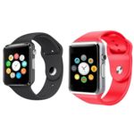 Ficha técnica e caractérísticas do produto Kit com 02 Relógios Smartwatch A1 Touch Bluetooth Pedômetro Gear Chip - Preto e Vermelho