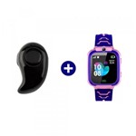 Ficha técnica e caractérísticas do produto Kit Mini Fone de Ouvido Sem Fio Bluetooth V4.0 + Relógio Pulseira Smartwatch Infantil GPS, SOS, Escuta Mega Premium - Smart Watch