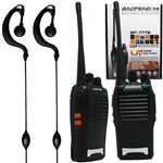 Kit 2 Rádios Comunicador HT Walk Talk UHF 16 Canais Profissional + Fone Baofeng BF-777S Preto Bivolt