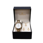 Ficha técnica e caractérísticas do produto Kit Relógio Champion Cn26091w Dourado Com Pulseira De Berloque