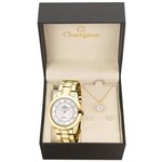 Ficha técnica e caractérísticas do produto Kit Relógio Champion Dourado Feminino CH24544W + Brincos e Colar