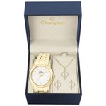 Ficha técnica e caractérísticas do produto Kit Relógio Champion Dourado Feminino Cn25047W + Brincos e Colar