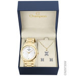 Ficha técnica e caractérísticas do produto Kit Relógio Champion Dourado Feminino Cn29730w + Kit