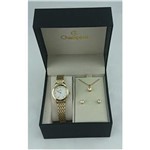 Ficha técnica e caractérísticas do produto Kit Relógio Champion Feminino Ch24866W Colar e Brincos Dourado