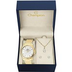 Ficha técnica e caractérísticas do produto Kit Relógio Champion Feminino Dourada com Pedras - CN25252W