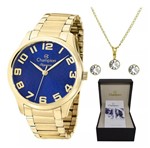 Ficha técnica e caractérísticas do produto Kit Relógio Champion Feminino Dourado CN26064A Azul