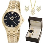 Ficha técnica e caractérísticas do produto Kit Relógio Champion Feminino Dourado com Colar e Brincos CN20506K