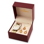 Ficha técnica e caractérísticas do produto Kit Relógio Champion Feminino Dourado Metal - Cn27661h