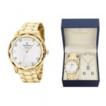 Ficha técnica e caractérísticas do produto Kit Relógio Champion Feminino Dourado Social Cn27465w + SemiJoias