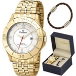 Ficha técnica e caractérísticas do produto Kit Relógio Champion Masculino Dourado com Pulseira CA30178D