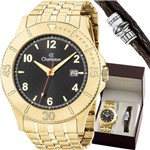 Ficha técnica e caractérísticas do produto Kit Relógio Champion Masculino Dourado com Pulseira CA31417X