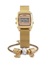 Ficha técnica e caractérísticas do produto Kit Relógio Condor Mini Digital Dourado Feminino COJH512AE/4D