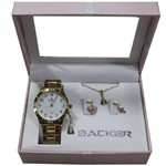 Ficha técnica e caractérísticas do produto Kit Relógio Feminino Backer 106120115F - Dourado