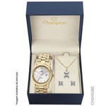 Ficha técnica e caractérísticas do produto Kit Relógio Feminino Champion Dourado com Colar e Brinco CH24428E