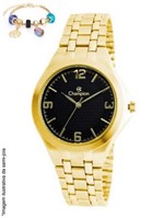 Ficha técnica e caractérísticas do produto Kit Relógio Feminino Champion Dourado + Pulseira com Berloques - CN20506O