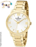 Ficha técnica e caractérísticas do produto Kit Relógio Feminino Champion Dourado + Pulseira com Berloques - CN25403S