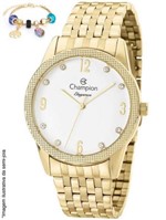 Ficha técnica e caractérísticas do produto Kit Relógio Feminino Champion Dourado + Pulseira com Berloques - CN26082S