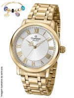 Ficha técnica e caractérísticas do produto Kit Relógio Feminino Champion Dourado + Pulseira com Berloques - CN29936S