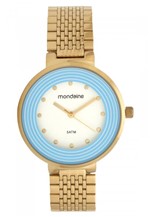 Kit Relogio Feminino Dourado Mondaine com Detalhe em Azul 9m