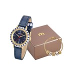 Ficha técnica e caractérísticas do produto Kit Relógio Feminino Dourado Mondaine com Semi Joia Pulseira