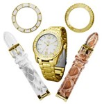 Ficha técnica e caractérísticas do produto Kit Relógio Feminino Dumont Vip Troca Pulseira e Coroa - Sk85297/B - Dourado