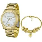 Ficha técnica e caractérísticas do produto Kit Relógio Feminino Lince com Pulseira Dourado LRG4553L - Branco