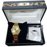 Kit Relógio Feminino Seculus + Brincos - 20394LPSKDA1 - Dourado