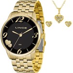 Ficha técnica e caractérísticas do produto Kit Relógio Lince Feminino Dourado com Colar e Brincos LRG4604LKW07P2KX