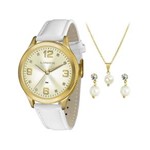 Ficha técnica e caractérísticas do produto Kit Relógio Lince Feminino Dourado Couro 50 M Lrc4396l Kt20