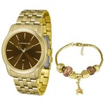 Ficha técnica e caractérísticas do produto Kit Relógio Lince Feminino Dourado Lrg4551lku89 + Pulseira