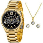 Ficha técnica e caractérísticas do produto Kit Relógio Lince Feminino Glam Dourado - Lrgh106l Kw68