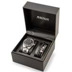 Ficha técnica e caractérísticas do produto Kit Relógio Magnum Masculino em Aço Prata - Ma34601c