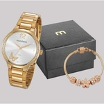 Ficha técnica e caractérísticas do produto Kit Relógio Mondaine Feminino 53758lpmvde1k2 Com Pulseira de Pingentes