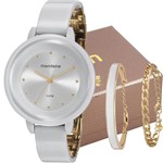 Ficha técnica e caractérísticas do produto Kit Relógio Mondaine Feminino Branco com Pulseira 76709LPMVDY3K1