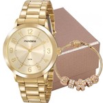 Ficha técnica e caractérísticas do produto Kit Relógio Mondaine Feminino Dourado 83469LPMVDE1K1 Analógico 5 Atm Cristal Mineral